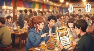 口コミをみているようす